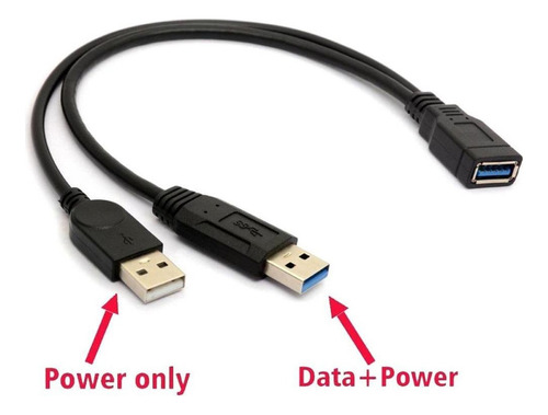 N Negro Usb 3.0 Hembra A 2 Usb Macho Cable Divisor De