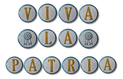 Banderín Guirnalda Actos Patrios - Frases - Viva La Patria + Celeste Viva La Patria - Actos Patrios Banderines/guirnaldas Viva La Patria