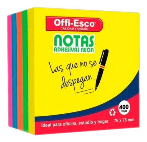 Papel Tacos Notas Adhesivas Offi-esco X 400 Hojas 76x76mm 