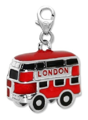 Dije Monona London Bus Macizo Esmaltado De Plata 925 Liniers