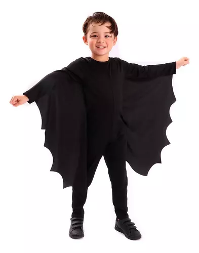 Fantasia Morcego Vampiro Luxo Capa Longo Halloween Infantil