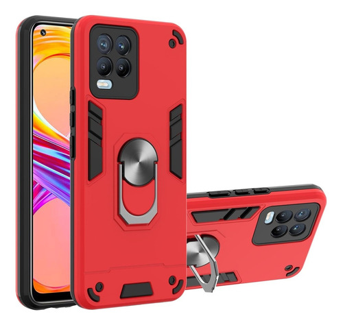 Funda Para Realme C21y Con Anillo Metálico Rojo Antishock