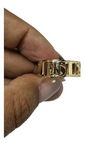 Anel Personalizado Jesus Ouro18k 6gr Do Aro 12 Ao 33