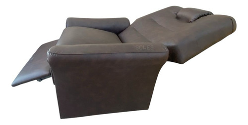 Sillon Reclinable Poltrona Eco Cuero Semi Cama Relax Chocolate Liso