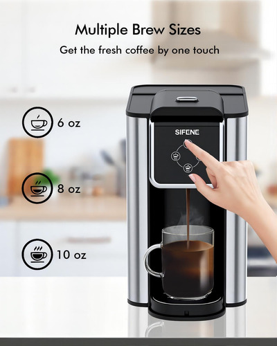 Cafetera 3 En 1 Cápsulas Café Molido Té 6-12 Onzas Negra