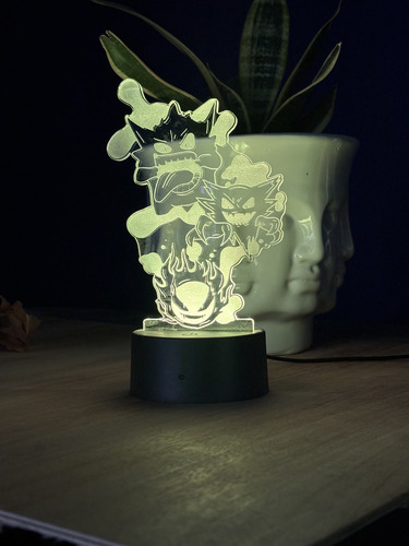 Lampara Led 3d Gengar Pokemon Base Con Luz 16 Colores