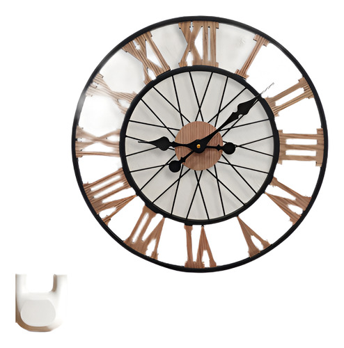 Reloj De Pared Numeros Romanos 50cm Negro Madera Silencioso