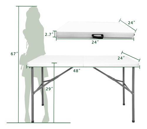Hymnature Mesa Plegable De 4 Pies Mesas Plegables