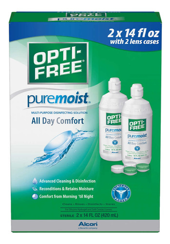 Opti-free Pure Moist 2-pack 2 Botellas + 2 Estuches Lubricar