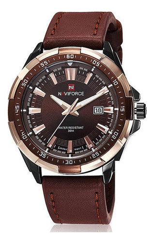 Reloj Casual Naviforce Para Hombre Banda De Cuero Fechador