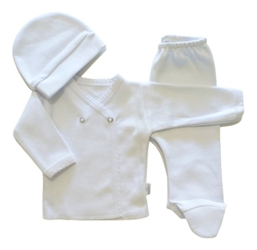 Set Ajuar Bebe Nacimiento Liso Algodón 3 Piezas Unisex Caja