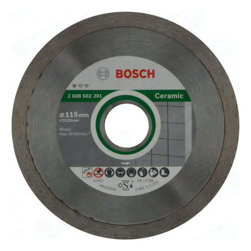 Disco Diamantado Continuo 4 1/2 115mm Bosch Para Cerámica Color Gris oscuro