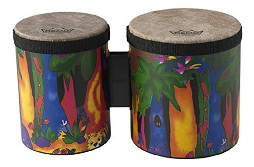 Remo Kd540001 Kids Percussion Bongo Drum Fabric Rain Forest