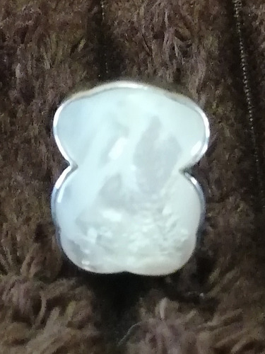 Anillo Plata Nácar Original Tous. #7.5 Con Certificado. Blanco 7.5 (Usado)
