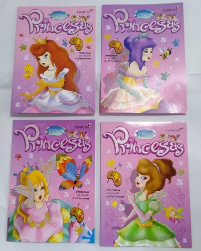 Lote X 4 Libros Infantiles Para Pintar - Dulces Princesas