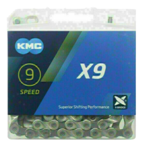 Cadena Kmc  X9  Plata 9v Silver Grey Para 9 Velocidades 