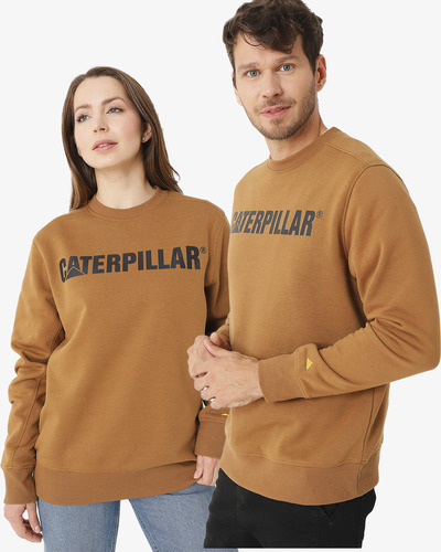 Polerón Erpillar Logo Cre Café Unisex