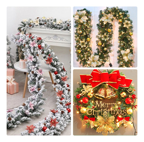 50 Flores Artificiales Para Decoración De Árbol De Navidad