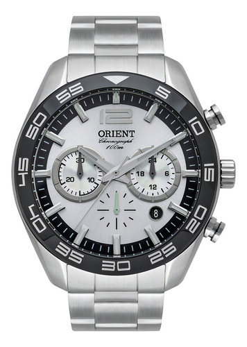 Relógio De Pulso Orient Chronograph Com Corria De Aço Inoxidável Cor Prata