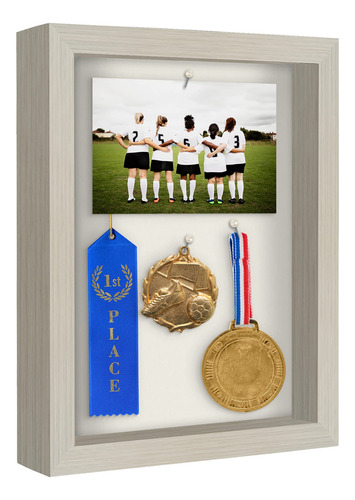 Marco Shadow Box Americano Plano De Madera Clara De 21 X 29,