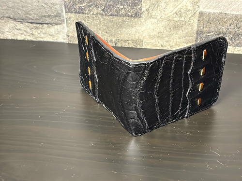Cartera Piel Exótica Original Cocodrilo Negra