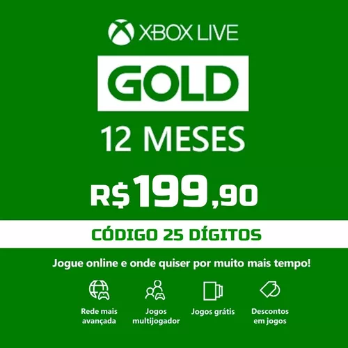 Jogos grátis e assinatura Xbox Live Gold