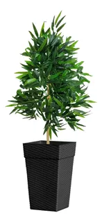 Planta Artificial Bambu Grande Arranjo Com 1 Metro + Vaso