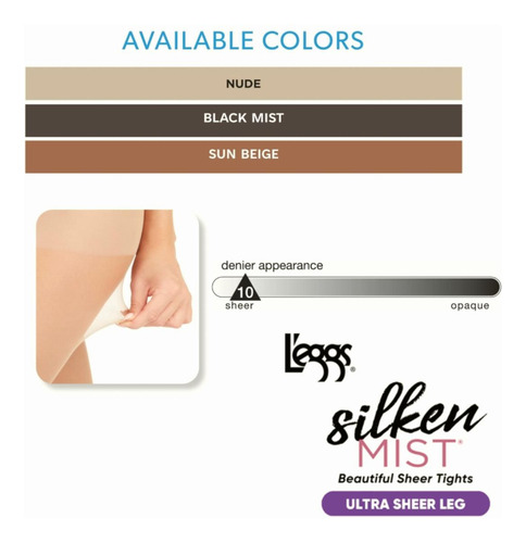 Leggs Silken Mist 3 Pack Ultra Sheer Run Resist Panty