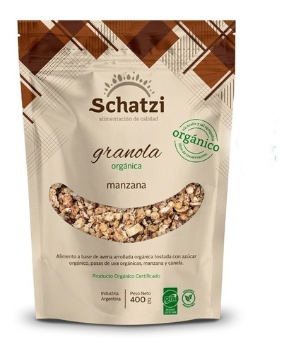 Granola Orgánica Certificada De Manzana Schatzi X 400 Grs