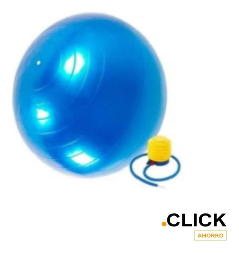 Pelota Pilates Y Yoga Balon 65cm Azul + Inflador/click Ahorr