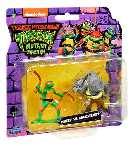 Playmates Tmnt Tortugas Ninja Mikey Rocksteady Figura Muñeco