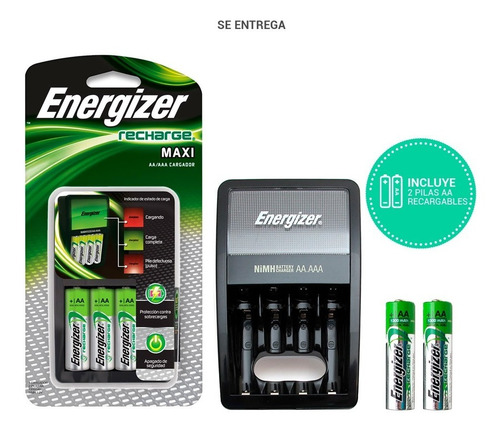 Imagen 4 de 4 de Cargador De Baterias Energizer Maxi + 2 Pilas Aa 1300mah