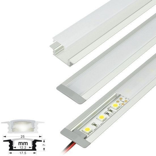 Perfil Aluminio Difusor 1204 Cinta Led Empotrable 1mt