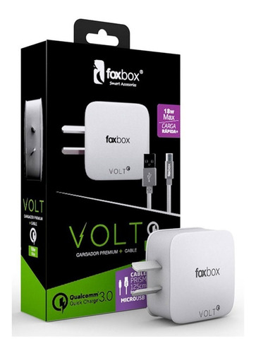 Cargador Turbo Carga Rapida Blanco Qualcomm 3.0 Micro Usb