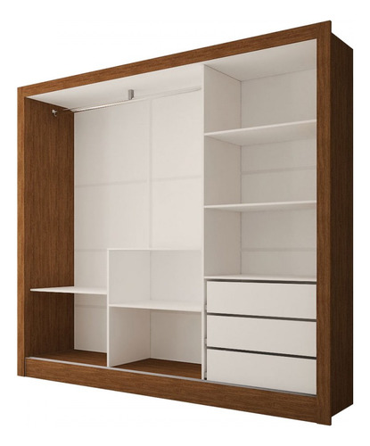 Guarda-roupa Casal Sophia 3 Portas 3 Gavetas Com Espelho Cor Bege