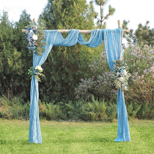 3 Piezas 90 X 340 Cm Camino De Mesa Boho Gasa Estilo Rústico Color Azul Claro