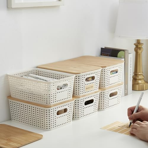 Contenedores De Plástico Pequeños Con Tapas De Bambú