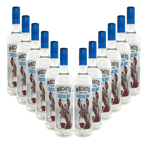 12 Pack Licor De Agave Machito Cristalino 1l
