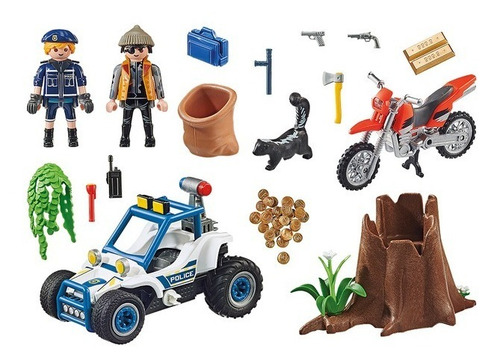 Playmobil Coche Todoterreno De Policía Y Ladrón De Joyas