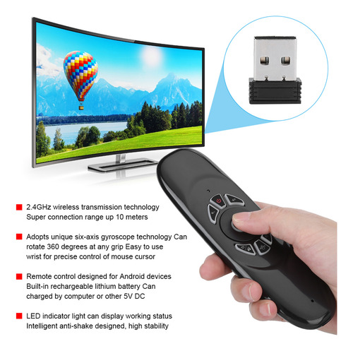 Teclado Air Mouse Mini Wireless C120 De 2,4 G Voice Sixaxis