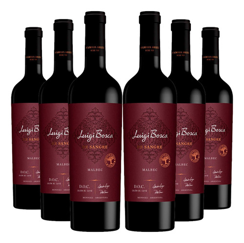 Vino Luigi Bosca Tinto De Sangre Malbec Doc Caja X6