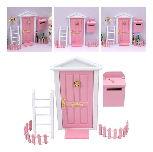 Escala 1:12 Kit De Puerta De Hadas En Miniatura De Casa Rosa