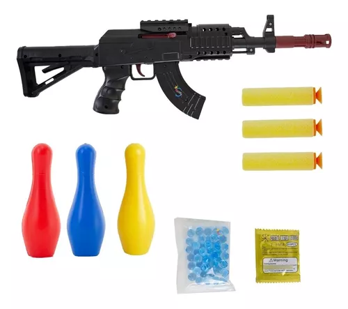 arma de brinquedo ak47 de pressão atira dardos 