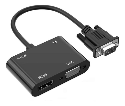 Adaptador Conversor Vga Para Hdmi-vga Com Áudio P2 5v/1a Cor Preto 5v