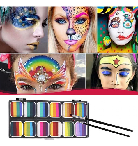 Face Body Paint Kit 12 Pinturas A Base De Agua Para Fiestas