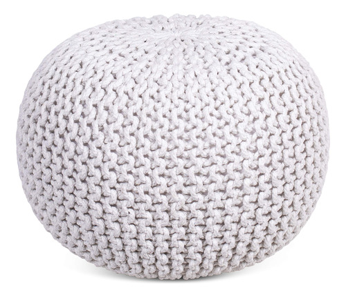 Birdrock Home Round Pouf Foot Stool Ottoman - Knit Bean Bag