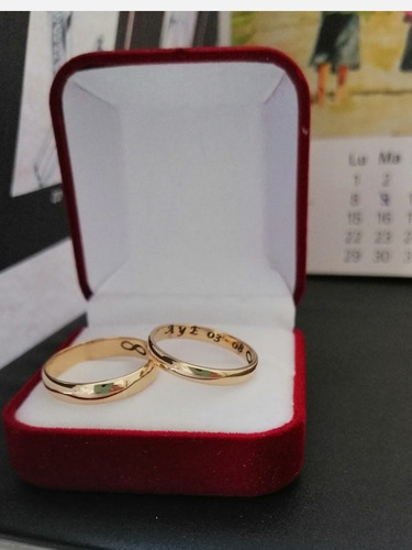 Imagen 2 de 6 de Anillos Boda Plata Baño Oro Matrimonio Novia Oferta