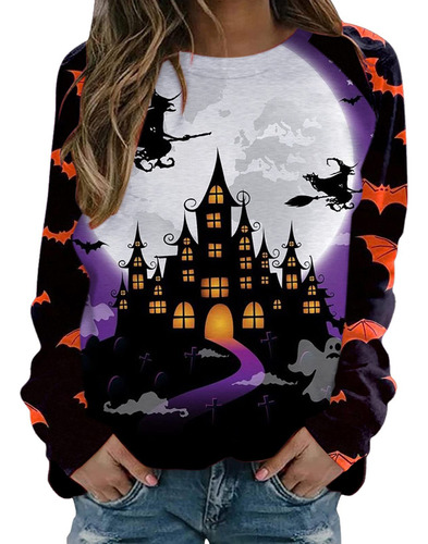 Sudadera De Halloween Para Mujer Con Estampado De Dibujos An