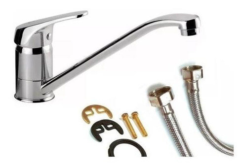 Imagen 1 de 5 de Canilla Pico Largo Griferia Monocomando Cocina Mesada Metal