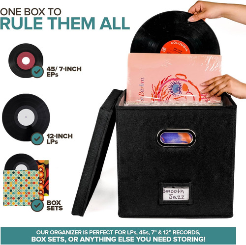 Caja De Almacenamiento De Discos De Vinilo Para Hasta 50 Álb